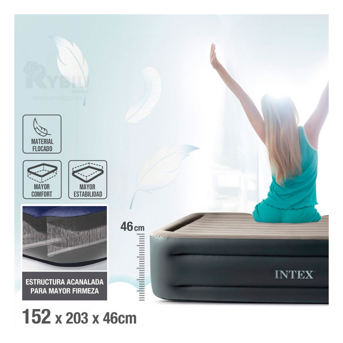 Litera Queen Intex Familiar de Color Gris