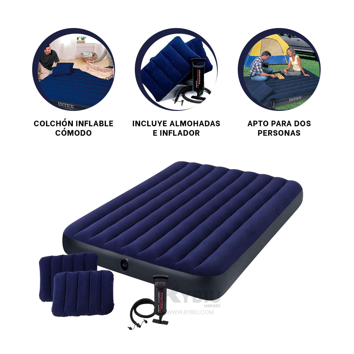 Cama Inflable Queen Apto para Dos Personas