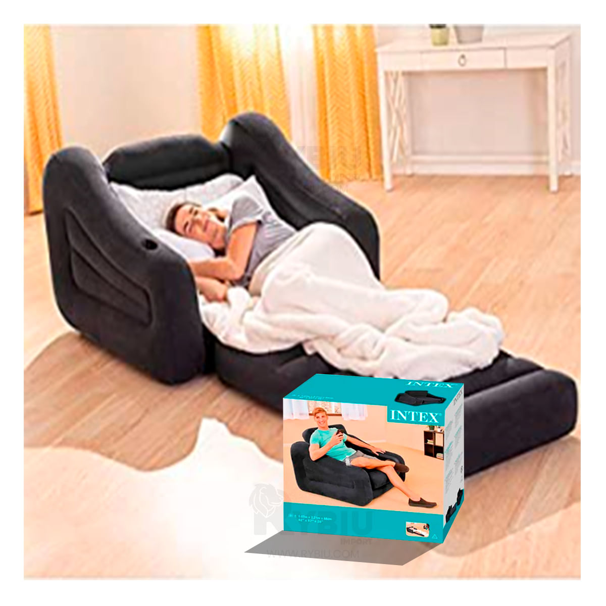 Asiento Inflable Intex de Color Negro