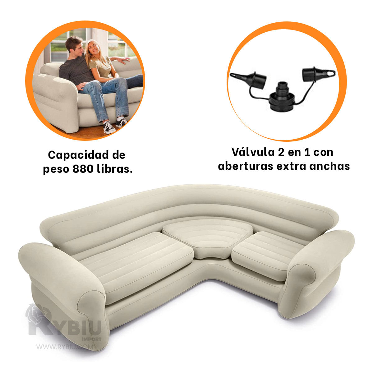 Asiento Inflable Familiar de Color Bronceado
