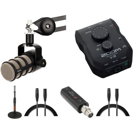 Kit de Micrófono para Podcasting Rode Podmic para Una Persona con Interfaz Zoom U 22 y Accesorios