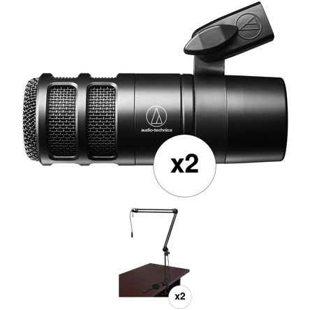 Kit de Micrófonos para Podcast Audio Technica At2040 para 2 Personas con Brazos de Transmisión