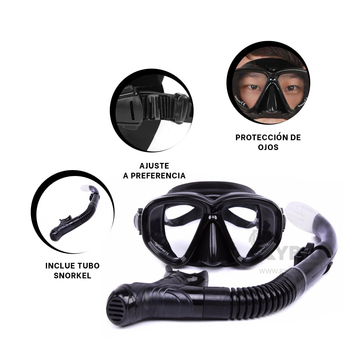 Mascara Impermeable Negro de Vision Amplia