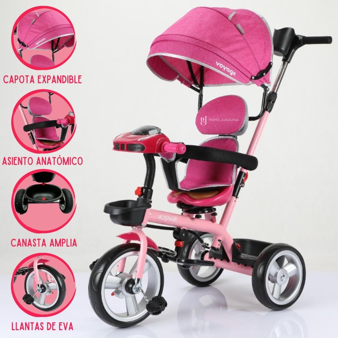 Triciclo Guiador Voyage 3 En 1 Venecia Travel Rosado
