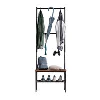 Rack de Metal con Madera Orange Modelo 5 Perchas Negro Brillante