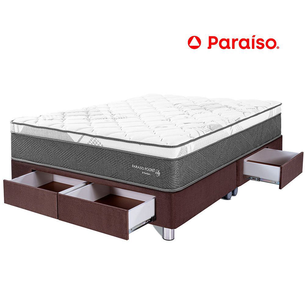 Cama Paraíso Pocket Star Queen Con Cajones - Chocolate