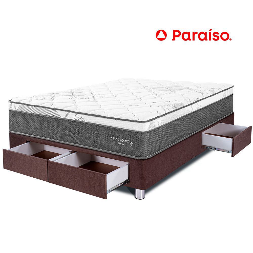 Cama Paraíso Pocket Star 2 Plz Con Cajones - Chocolate