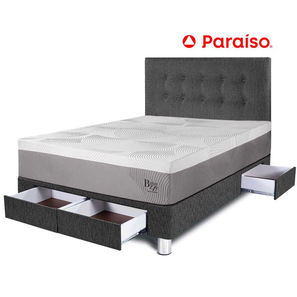 Dormitorio con Cajones Balanzze 2 Plazas Gris