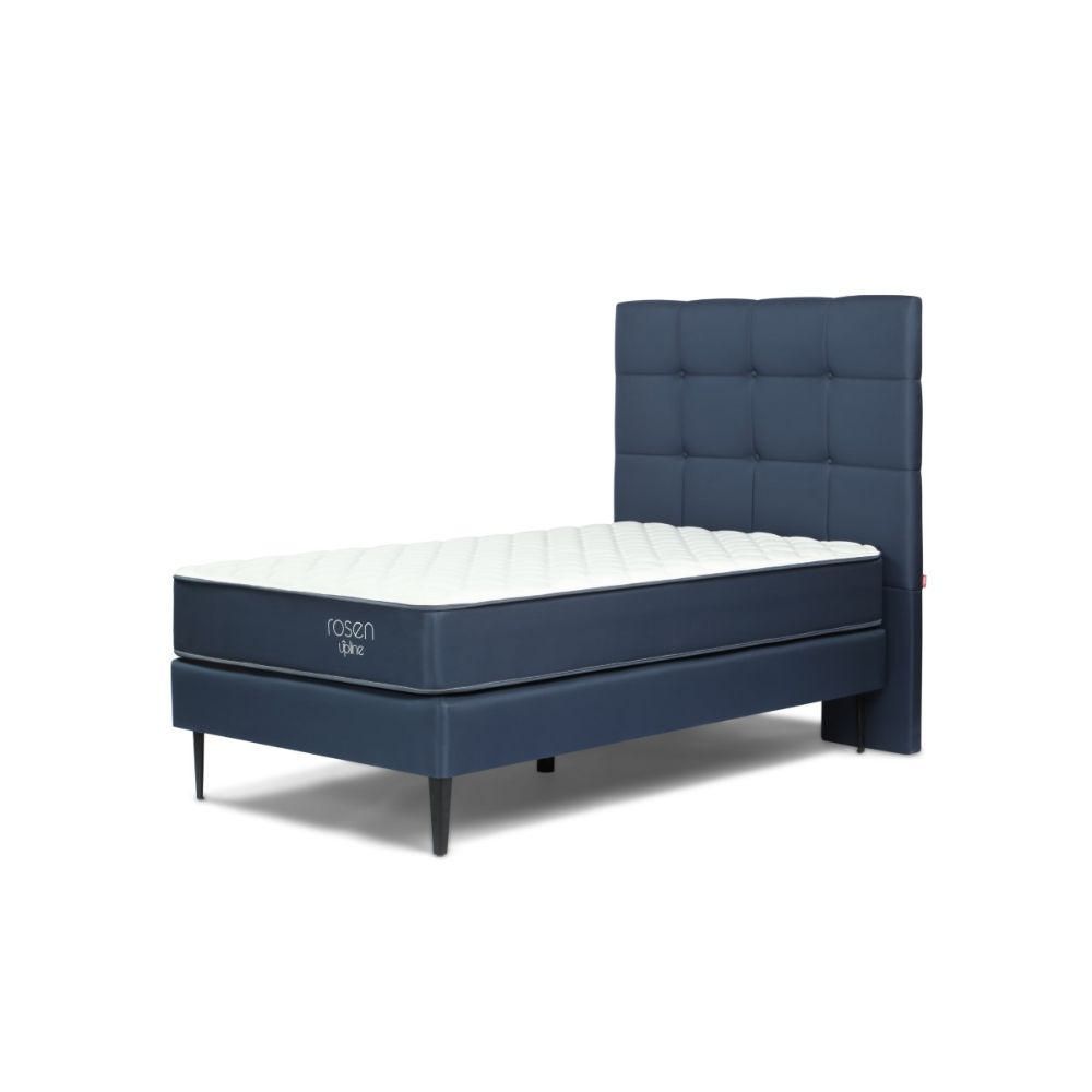 Dormitorio Upline Rosen 1.5 Plazas + Respaldo Issey Azul