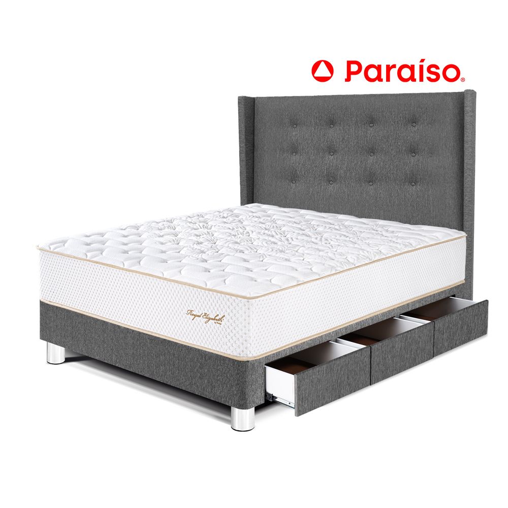 Dormitorio Cajones Royal Elizabeth 1.5 Plazas Cabecera Gold Gris