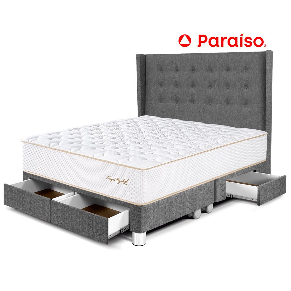 Dormitorio Cajones Royal Elizabeth Queen Cabecera Gold Gris