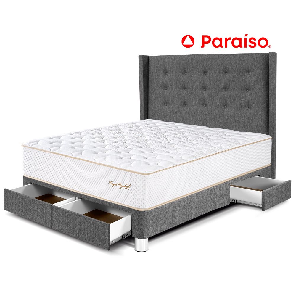 Dormitorio Cajones Royal Elizabeth 2 Plazas Cabecera Gold Gris