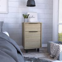 Velador Kaia Z-41  1 Cajón / 1 Puerta - Rovere / Blanco