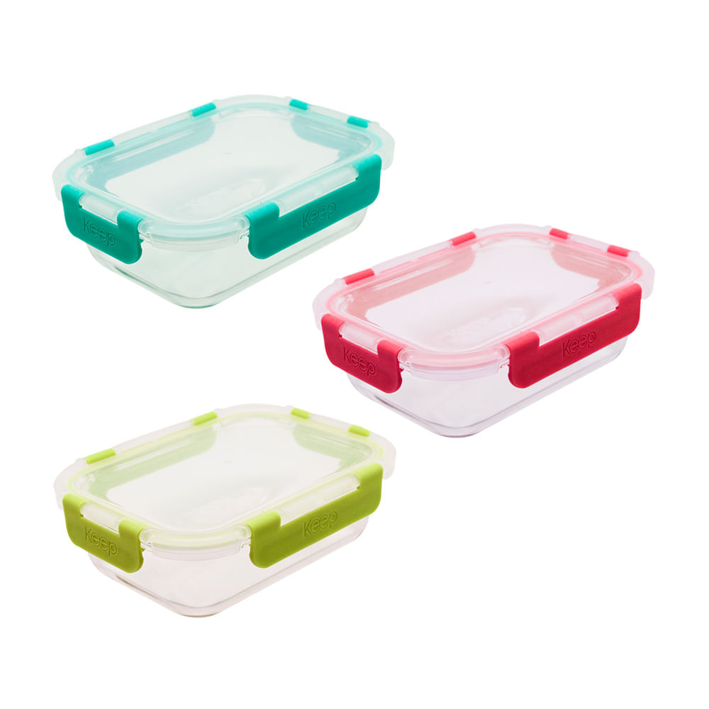 Taper Hermético de Vidrio Keep Rectangular 640ml Transparente