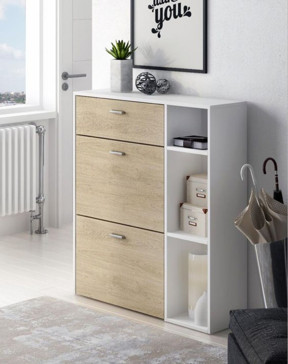 Zapatera R&R MUEBLES Moderna Paola Color Blanco con Estantes