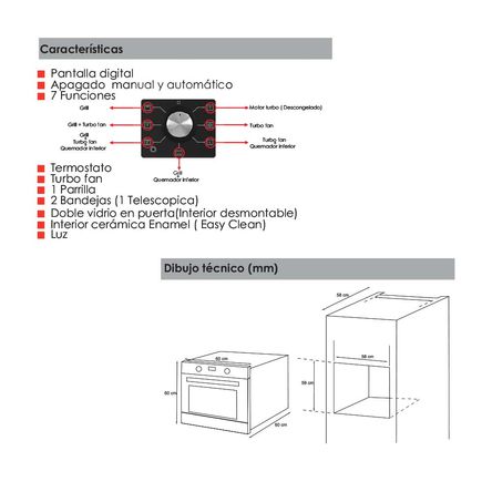 Horno Empotrable Klimatic Eléctrico GAMMA B Inox 60 Cm - Promart