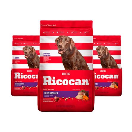 Comida para Perro Adulto Ricocan Multisabores 1kg x3