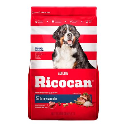 Comida Perro Adulto Mediano y Grande Ricocan Cordero 22kg