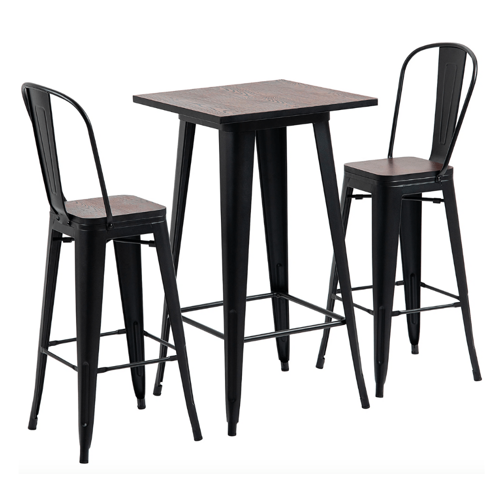 Mesa Bar + 2 Sillas Kualok Ventitas Home Wengue y Negro