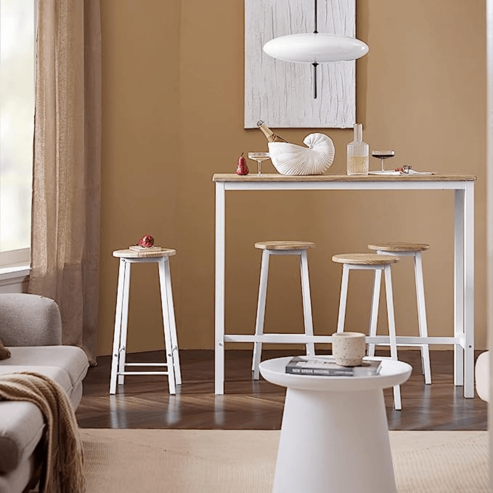 Mesa Bar + 4 Sillas Lenka Ventitas Home Duna y Blanco