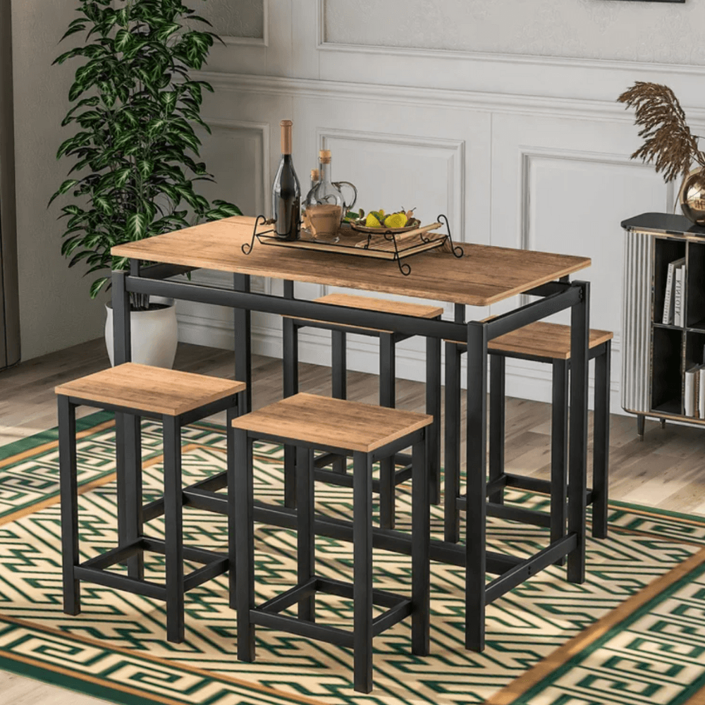 Mesa Bar + 4 Sillas Thalia Ventitas Home Castaño