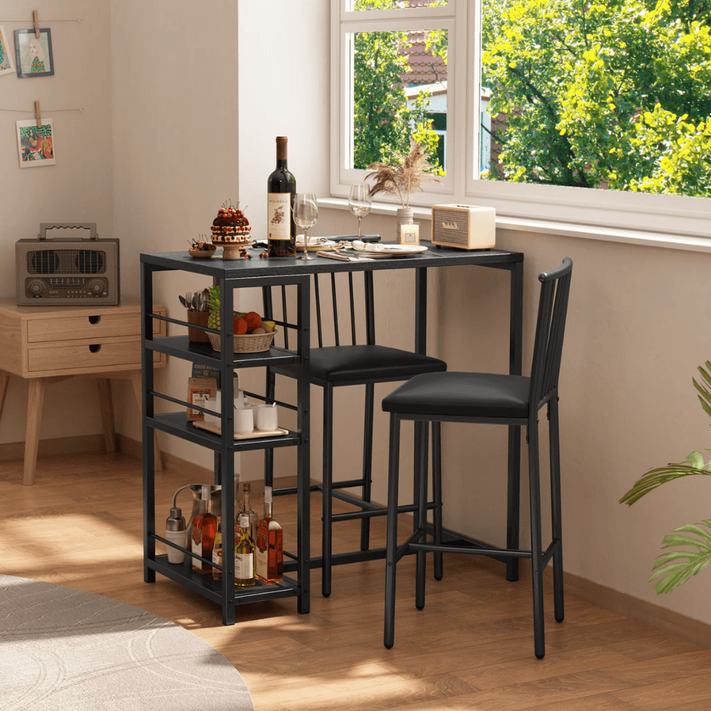 COMBO Mesa + Sillas Bar Gray Ventitas Home Negro