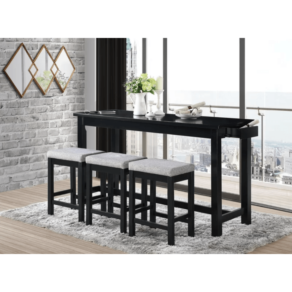 COMBO Mesa + Sillas Bar Valentino Ventitas Home Negro