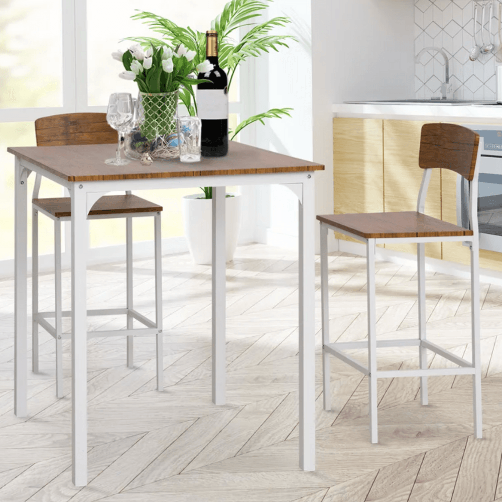 COMBO Mesa + Sillas Bar Karen Ventitas Home Caramelo y Blanco