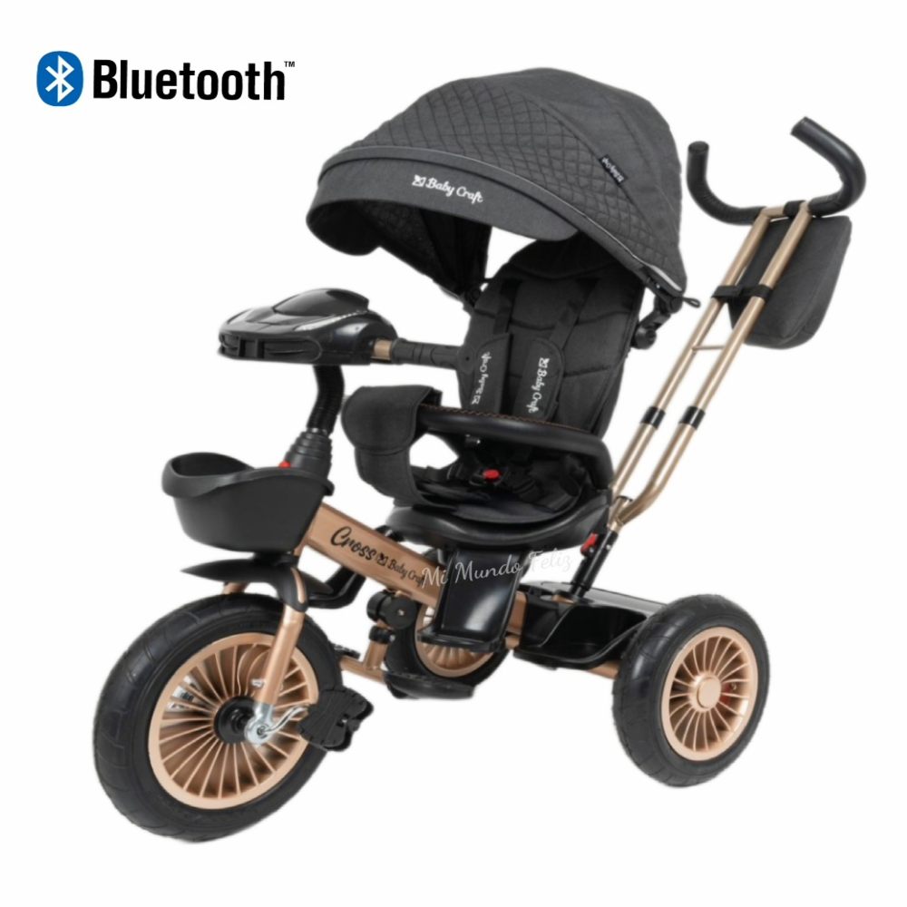 Triciclo Para Bebe Asiento Giratorio Dorado Black