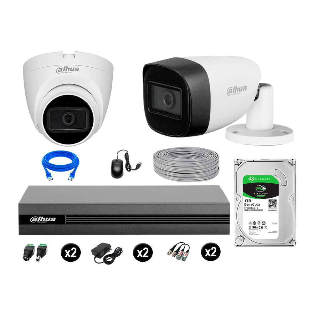 Cámaras Seguridad Dahua Kit 2 Full Hd 2 Cámaras Audio 1tb Cámaras Seguridad Dahua Kit 2 Full Hd 2 Cámaras Audio 1tb