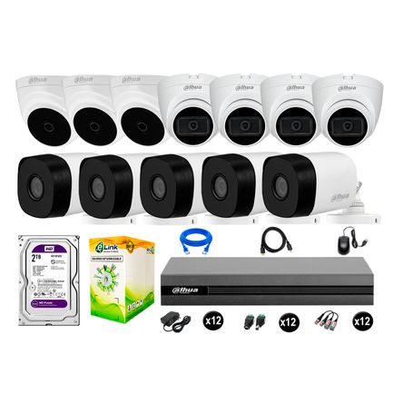 Cámaras Seguridad Dahua Kit 12 Full Hd 04 Cámaras Audio 2tb