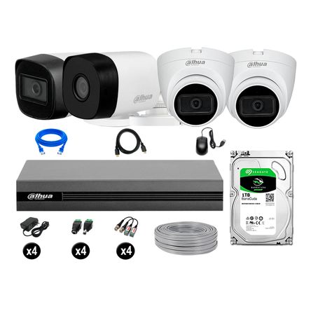 Cámaras Seguridad Dahua Kit 4 Full Hd 3 Cámaras Audio 1tb