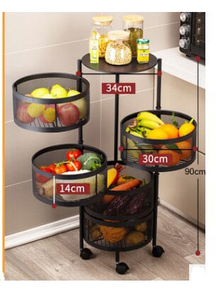 Organizador Circular de Cocina Multifuncion con Llantas Krearack Negro