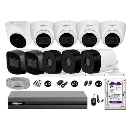 Cámaras Seguridad Dahua Kit 10 Full Hd 6 Cámaras Audio 1tb