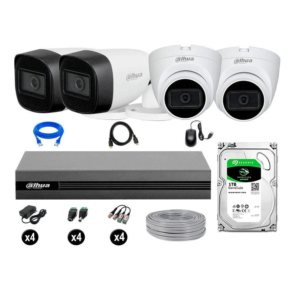 Cámaras Seguridad Dahua Kit 4 Cámaras Full Hd Audio 1tb Cámaras Seguridad Dahua Kit 4 Cámaras Full Hd Audio 1tb
