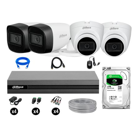 Cámaras Seguridad Dahua Kit 4 Cámaras Full Hd Audio 1tb