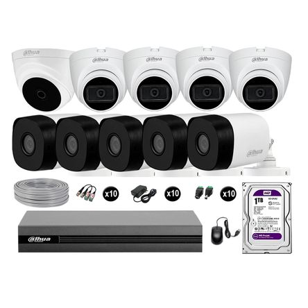 Cámaras Seguridad Dahua Kit 10 Full Hd 04 Cámaras Audio 1tb