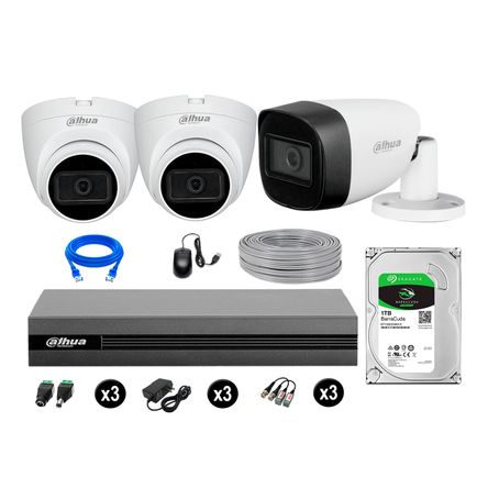 Cámaras Seguridad Dahua Kit 3 Full Hd 3 Cámaras Audio 1tb