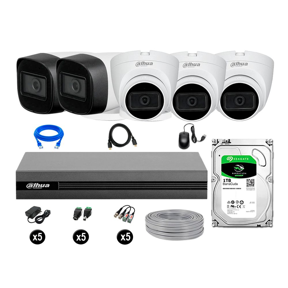 Cámaras Seguridad Dahua Kit 5 Cámaras Full Hd Audio 1tb Cámaras Seguridad Dahua Kit 5 Cámaras Full Hd Audio 1tb