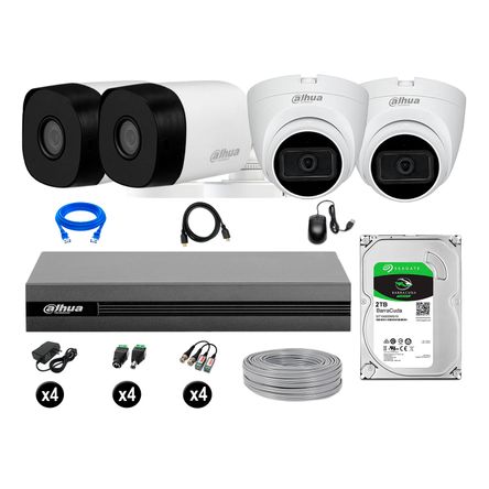 Cámaras Seguridad Dahua Kit 4 Full Hd 02 Cámaras Audio 2tb