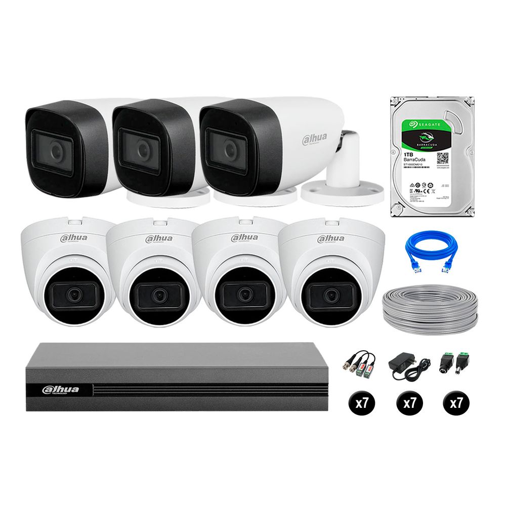 Cámaras Seguridad Dahua Kit 7 Cámaras Full Hd Audio 1tb Cámaras Seguridad Dahua Kit 7 Cámaras Full Hd Audio 1tb