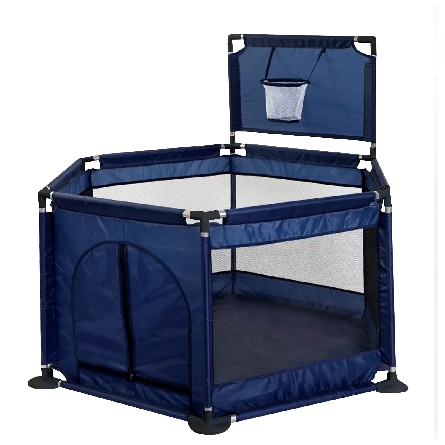 Corral Bebé Con Canasta Básquet Azul