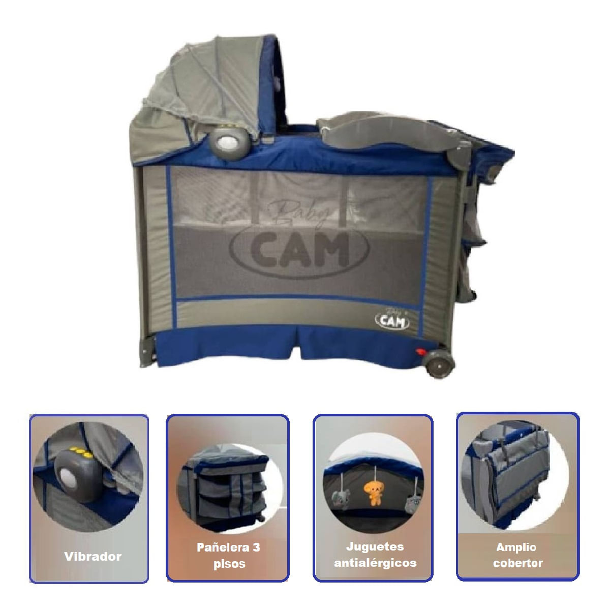 Cuna Corral Baby Cam TURYNG Azul