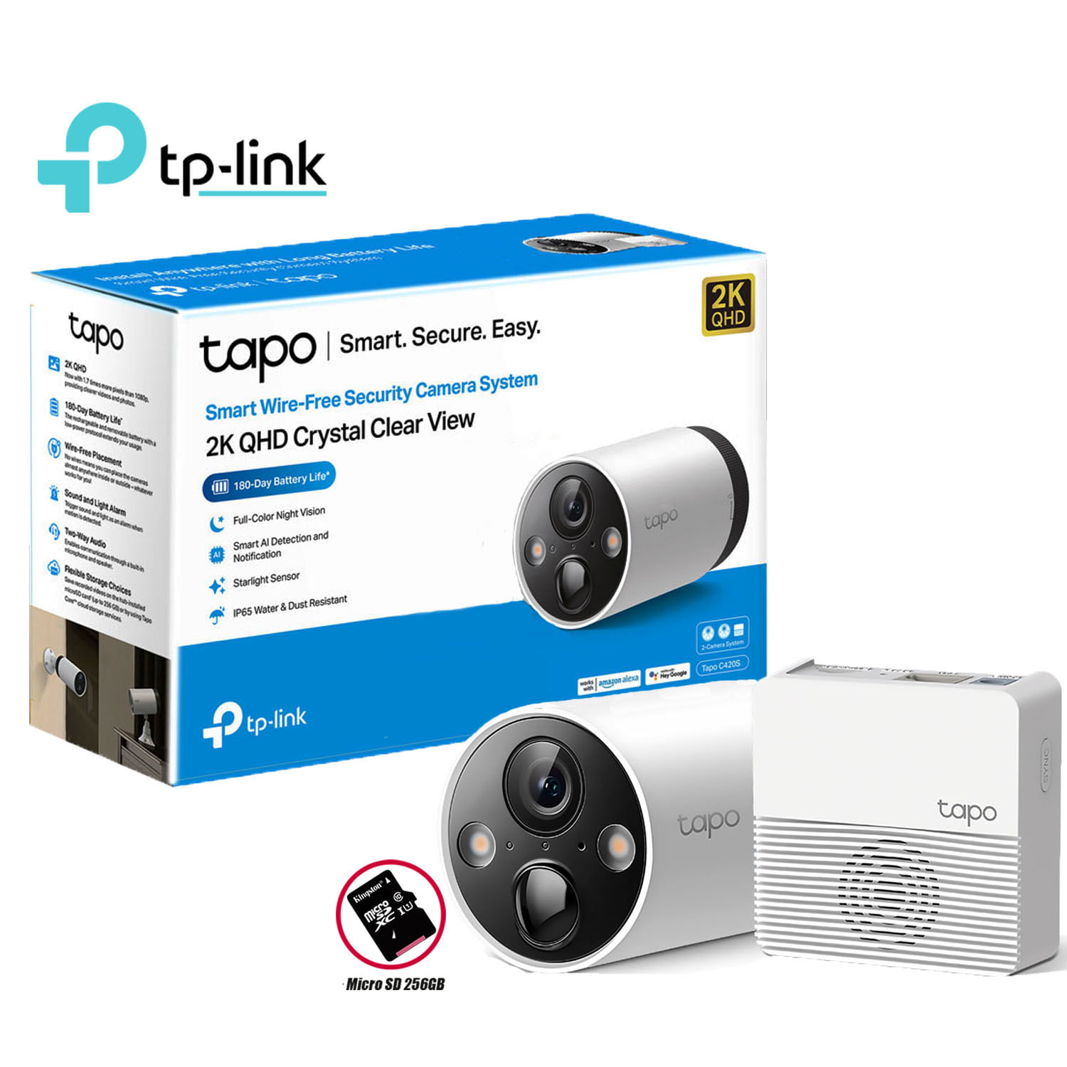 Cámara de Seguridad Wi Fi Exterior Tp Link Tapo C420S1 2K con Batería  Sd 256Gb