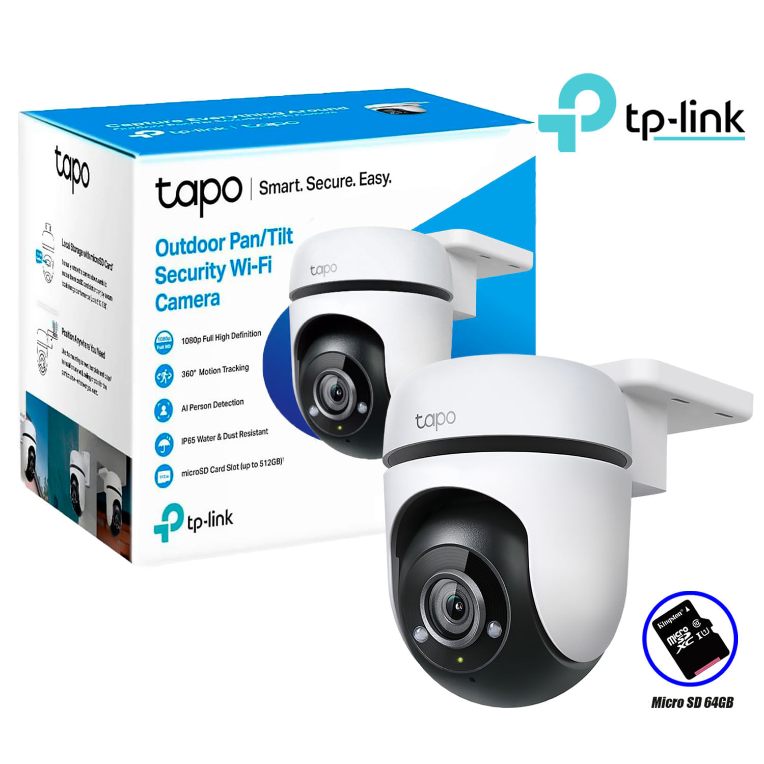 Cámara de Seguridad Wi Fi Exterior Tp Link Tapo C500 Giratoria 360 1080P Fhd  Sd 64Gb