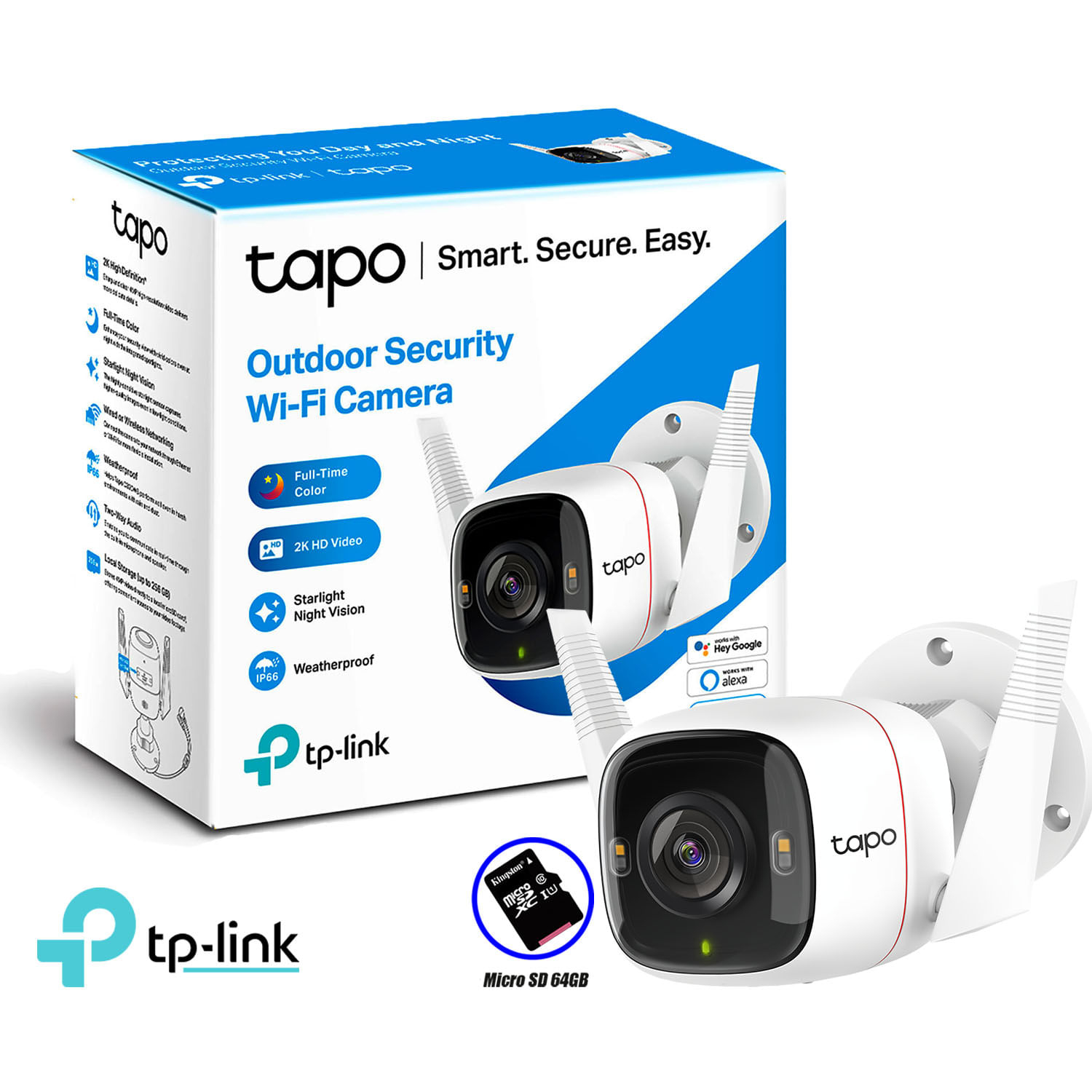 Cámara de Seguridad Wi Fi Exterior Tp Link Tapo C320WS 4Mp 2K Sd 64Gb