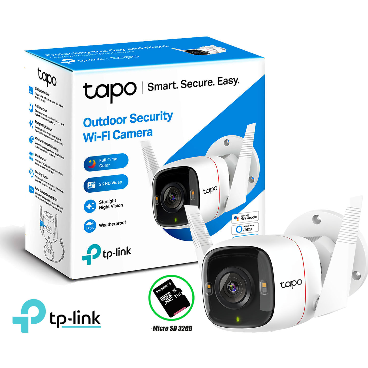 Cámara de Seguridad Tp-Link Tapo C320WS 2K 4MP Wi-Fi Exterior + SD 32GB