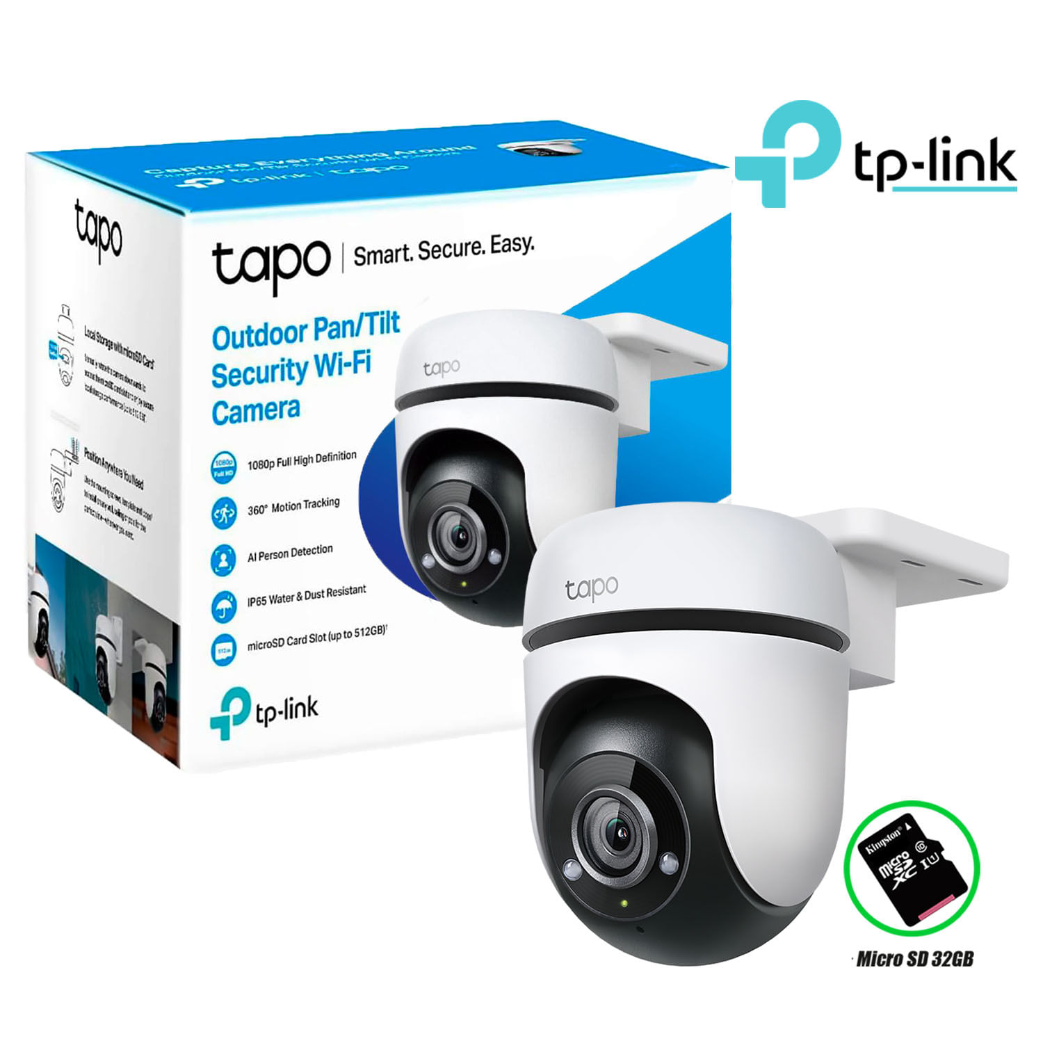 Cámara de Seguridad Tp-Link Tapo C500 Full HD 2MP Wi-Fi Exterior Gira 360 + SD 32GB
