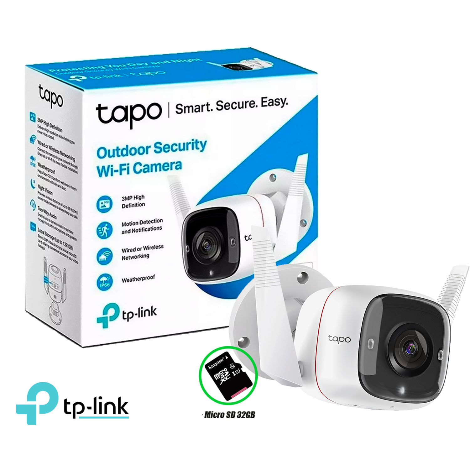 Cámara de Seguridad Tp-Link Tapo C310 3MP Wi-Fi Exterior + SD 32GB