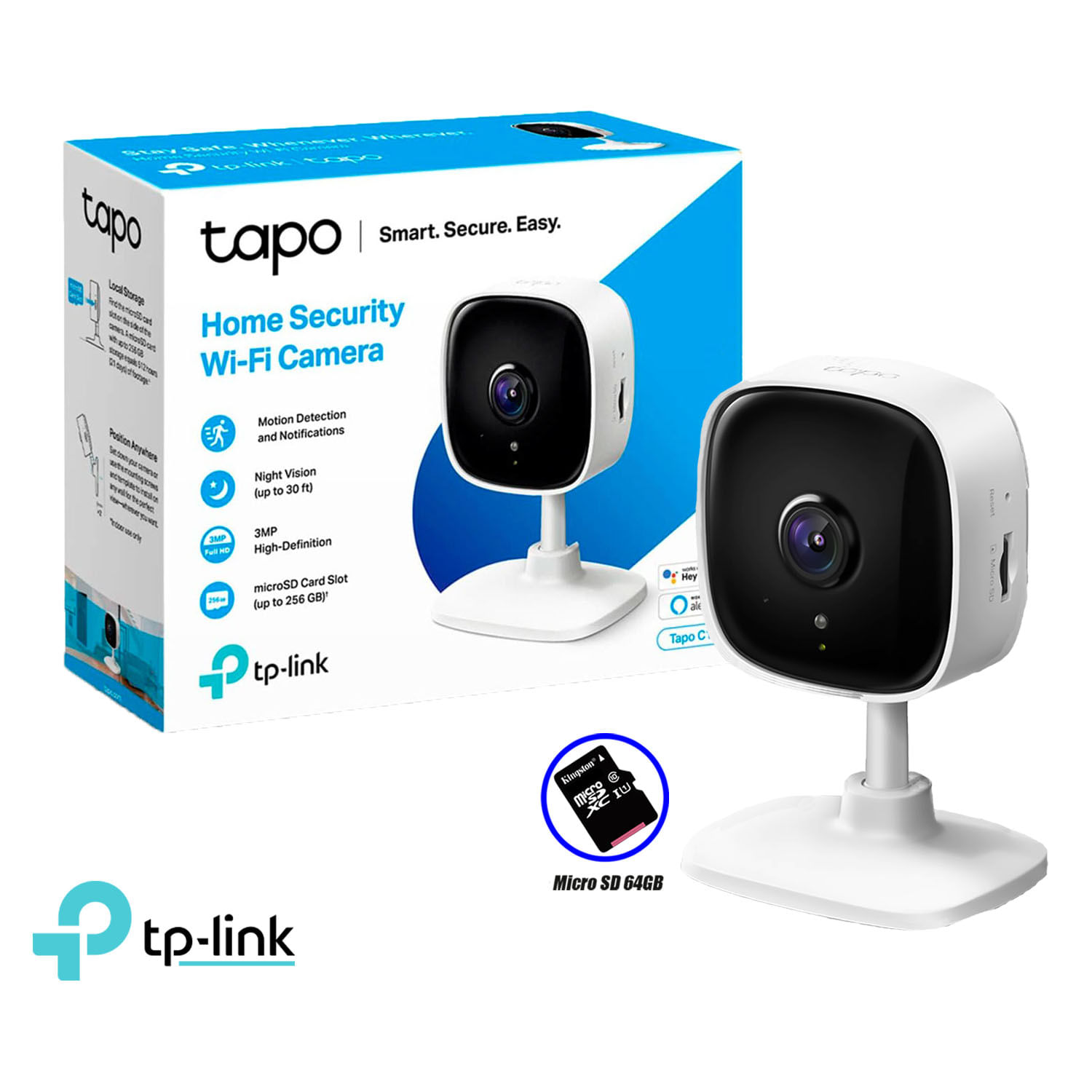 Cámara de Seguridad Wi Fi Tp Link Tapo C110 3Mp Sd 64Gb